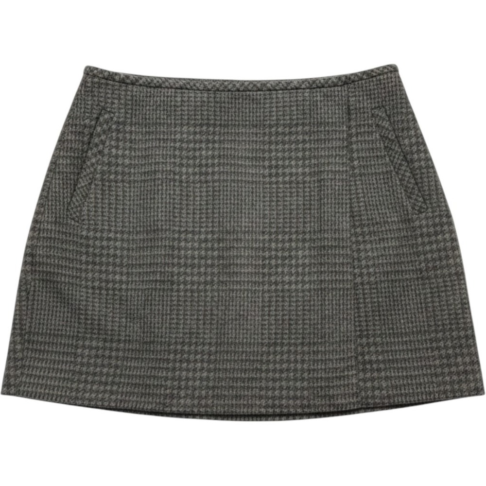 Banana Republic Skirt Women Grey Houndstooth Faux Wrap Mini Pockets | 8